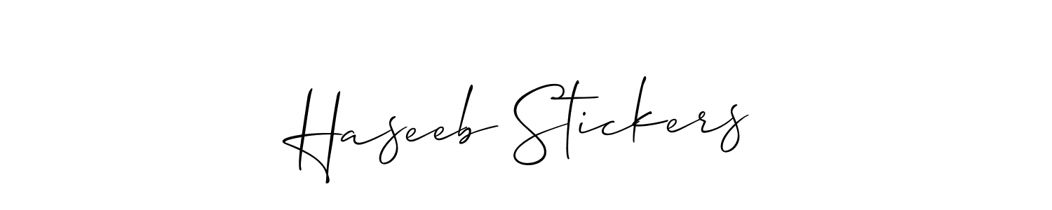 Use a signature maker to create a handwritten signature online. With this signature software, you can design (Allison_Script) your own signature for name Haseeb Stickers. Haseeb Stickers signature style 2 images and pictures png
