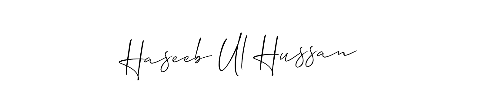 Haseeb Ul Hussan stylish signature style. Best Handwritten Sign (Allison_Script) for my name. Handwritten Signature Collection Ideas for my name Haseeb Ul Hussan. Haseeb Ul Hussan signature style 2 images and pictures png
