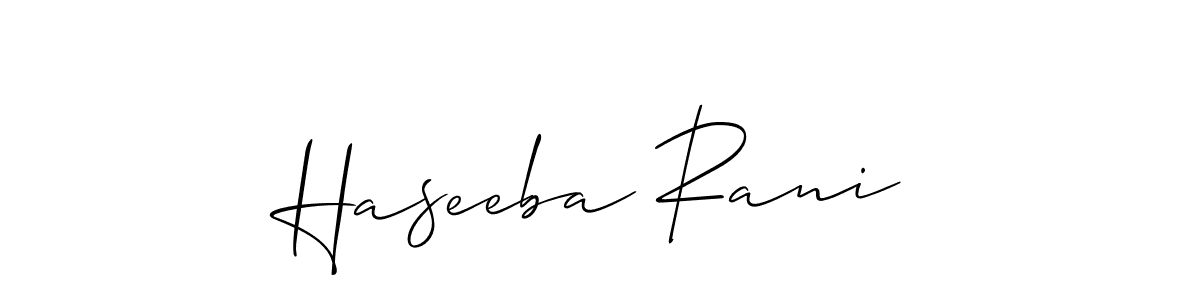 Design your own signature with our free online signature maker. With this signature software, you can create a handwritten (Allison_Script) signature for name Haseeba Rani. Haseeba Rani signature style 2 images and pictures png
