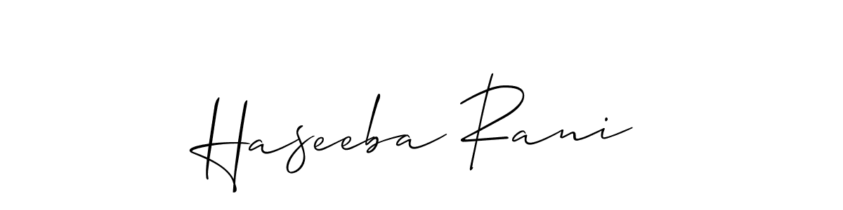 It looks lik you need a new signature style for name Haseeba Rani. Design unique handwritten (Allison_Script) signature with our free signature maker in just a few clicks. Haseeba Rani signature style 2 images and pictures png
