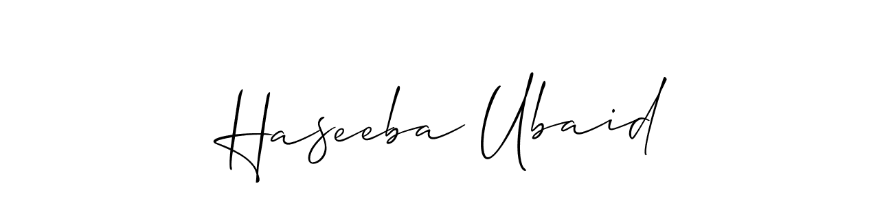 How to make Haseeba Ubaid signature? Allison_Script is a professional autograph style. Create handwritten signature for Haseeba Ubaid name. Haseeba Ubaid signature style 2 images and pictures png