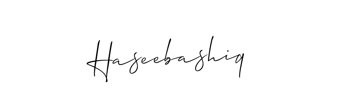 The best way (Allison_Script) to make a short signature is to pick only two or three words in your name. The name Haseebashiq include a total of six letters. For converting this name. Haseebashiq signature style 2 images and pictures png