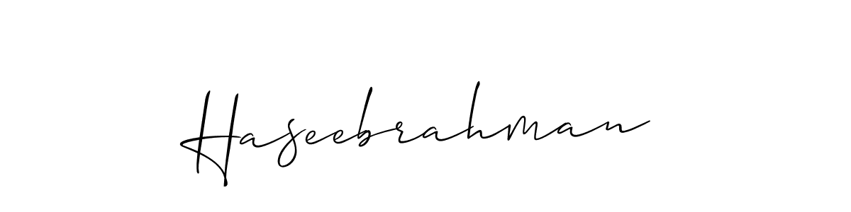 Use a signature maker to create a handwritten signature online. With this signature software, you can design (Allison_Script) your own signature for name Haseebrahman. Haseebrahman signature style 2 images and pictures png