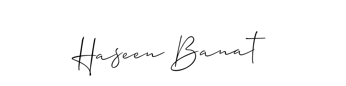 Make a beautiful signature design for name Haseen Banat. With this signature (Allison_Script) style, you can create a handwritten signature for free. Haseen Banat signature style 2 images and pictures png