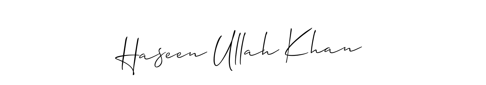 if you are searching for the best signature style for your name Haseen Ullah Khan. so please give up your signature search. here we have designed multiple signature styles  using Allison_Script. Haseen Ullah Khan signature style 2 images and pictures png