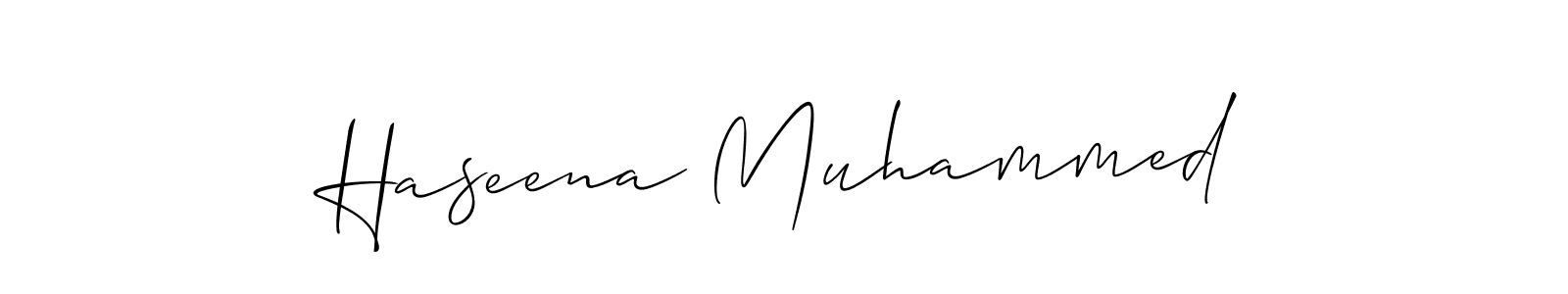 The best way (Allison_Script) to make a short signature is to pick only two or three words in your name. The name Haseena Muhammed include a total of six letters. For converting this name. Haseena Muhammed signature style 2 images and pictures png