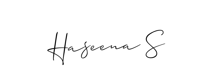 How to make Haseena S name signature. Use Allison_Script style for creating short signs online. This is the latest handwritten sign. Haseena S signature style 2 images and pictures png