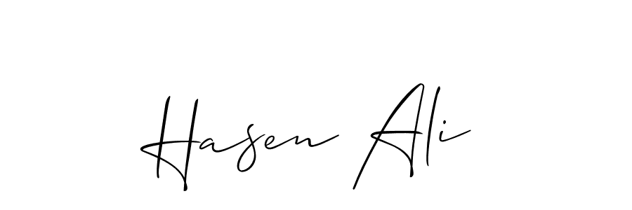 Also we have Hasen Ali name is the best signature style. Create professional handwritten signature collection using Allison_Script autograph style. Hasen Ali signature style 2 images and pictures png