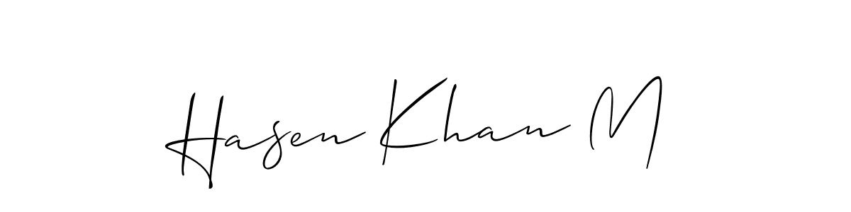 How to Draw Hasen Khan M signature style? Allison_Script is a latest design signature styles for name Hasen Khan M. Hasen Khan M signature style 2 images and pictures png