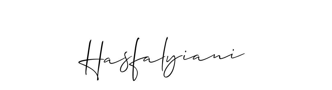 You should practise on your own different ways (Allison_Script) to write your name (Hasfalyiani) in signature. don't let someone else do it for you. Hasfalyiani signature style 2 images and pictures png