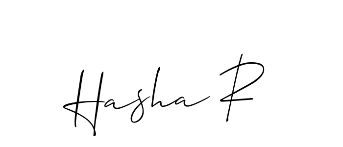 It looks lik you need a new signature style for name Hasha R. Design unique handwritten (Allison_Script) signature with our free signature maker in just a few clicks. Hasha R signature style 2 images and pictures png