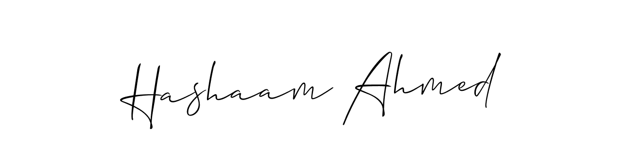if you are searching for the best signature style for your name Hashaam Ahmed. so please give up your signature search. here we have designed multiple signature styles  using Allison_Script. Hashaam Ahmed signature style 2 images and pictures png