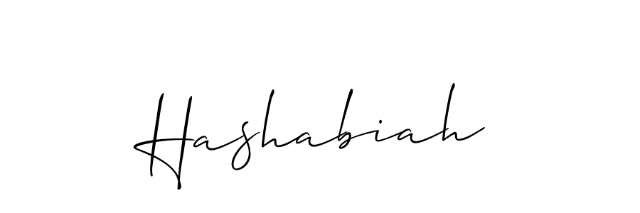 Use a signature maker to create a handwritten signature online. With this signature software, you can design (Allison_Script) your own signature for name Hashabiah. Hashabiah signature style 2 images and pictures png
