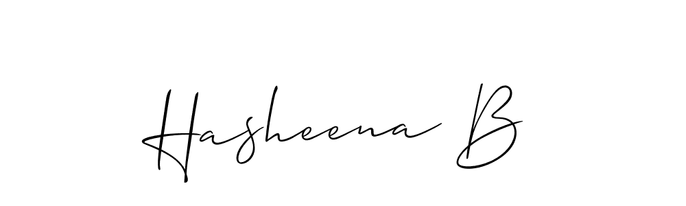 Design your own signature with our free online signature maker. With this signature software, you can create a handwritten (Allison_Script) signature for name Hasheena B. Hasheena B signature style 2 images and pictures png