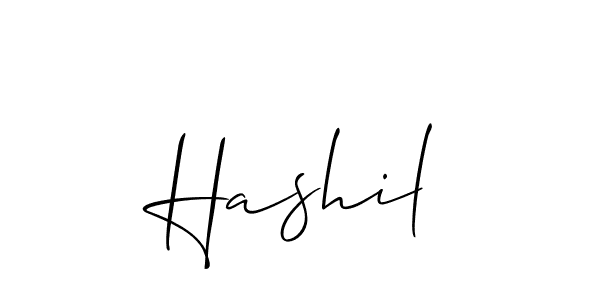 Design your own signature with our free online signature maker. With this signature software, you can create a handwritten (Allison_Script) signature for name Hashil. Hashil signature style 2 images and pictures png