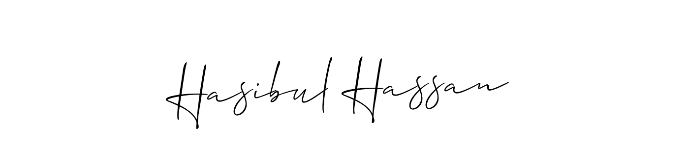 The best way (Allison_Script) to make a short signature is to pick only two or three words in your name. The name Hasibul Hassan include a total of six letters. For converting this name. Hasibul Hassan signature style 2 images and pictures png