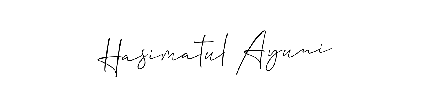 Once you've used our free online signature maker to create your best signature Allison_Script style, it's time to enjoy all of the benefits that Hasimatul Ayuni name signing documents. Hasimatul Ayuni signature style 2 images and pictures png