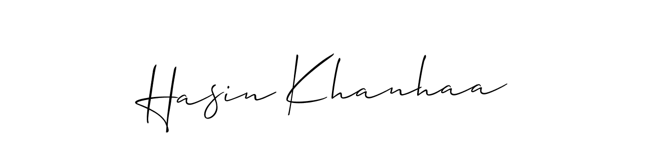 Make a short Hasin Khanhaa signature style. Manage your documents anywhere anytime using Allison_Script. Create and add eSignatures, submit forms, share and send files easily. Hasin Khanhaa signature style 2 images and pictures png