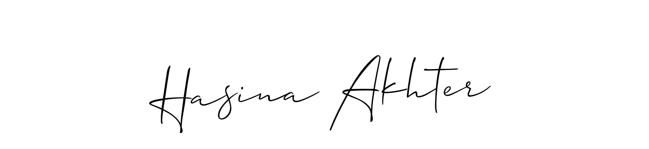 How to make Hasina Akhter signature? Allison_Script is a professional autograph style. Create handwritten signature for Hasina Akhter name. Hasina Akhter signature style 2 images and pictures png