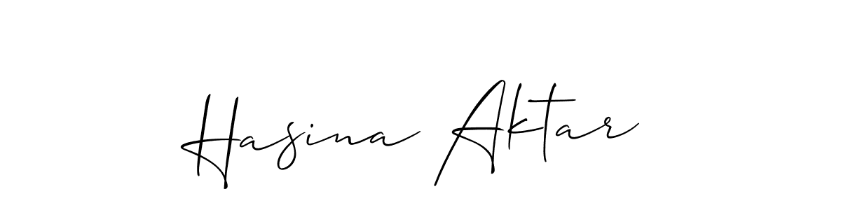 The best way (Allison_Script) to make a short signature is to pick only two or three words in your name. The name Hasina Aktar include a total of six letters. For converting this name. Hasina Aktar signature style 2 images and pictures png