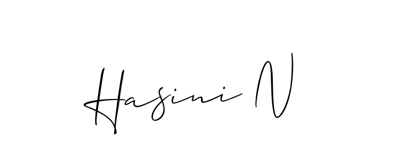 The best way (Allison_Script) to make a short signature is to pick only two or three words in your name. The name Hasini N include a total of six letters. For converting this name. Hasini N signature style 2 images and pictures png