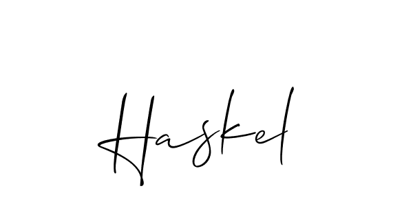 Create a beautiful signature design for name Haskel. With this signature (Allison_Script) fonts, you can make a handwritten signature for free. Haskel signature style 2 images and pictures png