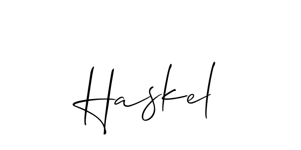 Create a beautiful signature design for name Haskel. With this signature (Allison_Script) fonts, you can make a handwritten signature for free. Haskel signature style 2 images and pictures png