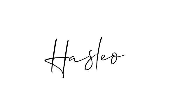 Hasleo stylish signature style. Best Handwritten Sign (Allison_Script) for my name. Handwritten Signature Collection Ideas for my name Hasleo. Hasleo signature style 2 images and pictures png