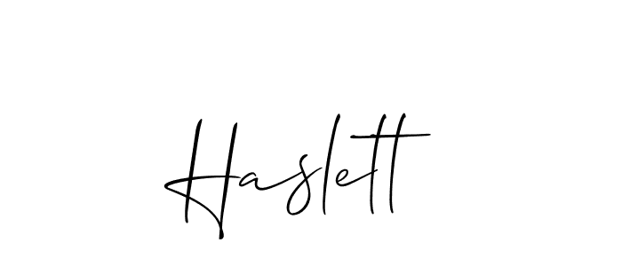 You should practise on your own different ways (Allison_Script) to write your name (Haslett) in signature. don't let someone else do it for you. Haslett signature style 2 images and pictures png