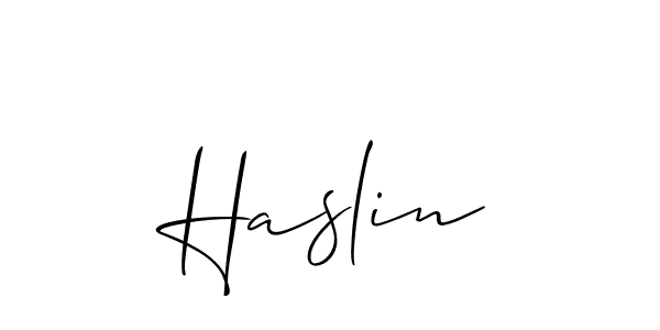It looks lik you need a new signature style for name Haslin. Design unique handwritten (Allison_Script) signature with our free signature maker in just a few clicks. Haslin signature style 2 images and pictures png