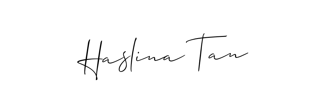 How to make Haslina Tan signature? Allison_Script is a professional autograph style. Create handwritten signature for Haslina Tan name. Haslina Tan signature style 2 images and pictures png