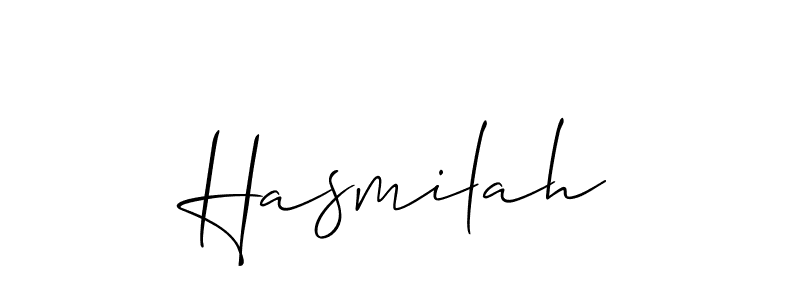 How to Draw Hasmilah signature style? Allison_Script is a latest design signature styles for name Hasmilah. Hasmilah signature style 2 images and pictures png