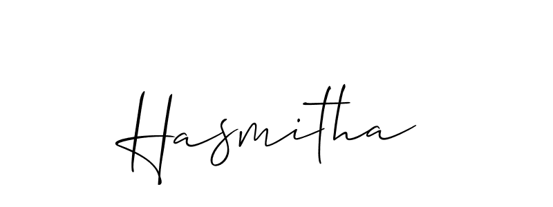 Create a beautiful signature design for name Hasmitha. With this signature (Allison_Script) fonts, you can make a handwritten signature for free. Hasmitha signature style 2 images and pictures png