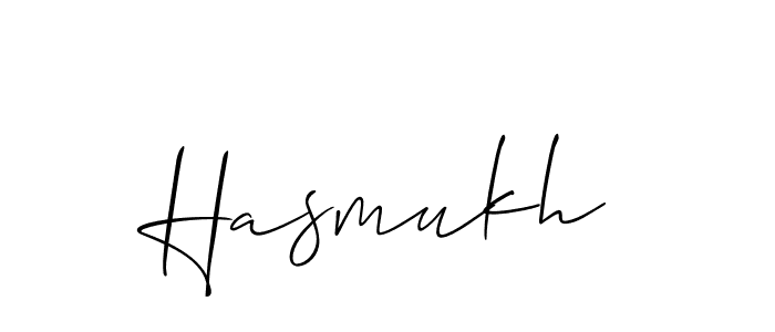 Create a beautiful signature design for name Hasmukh. With this signature (Allison_Script) fonts, you can make a handwritten signature for free. Hasmukh signature style 2 images and pictures png