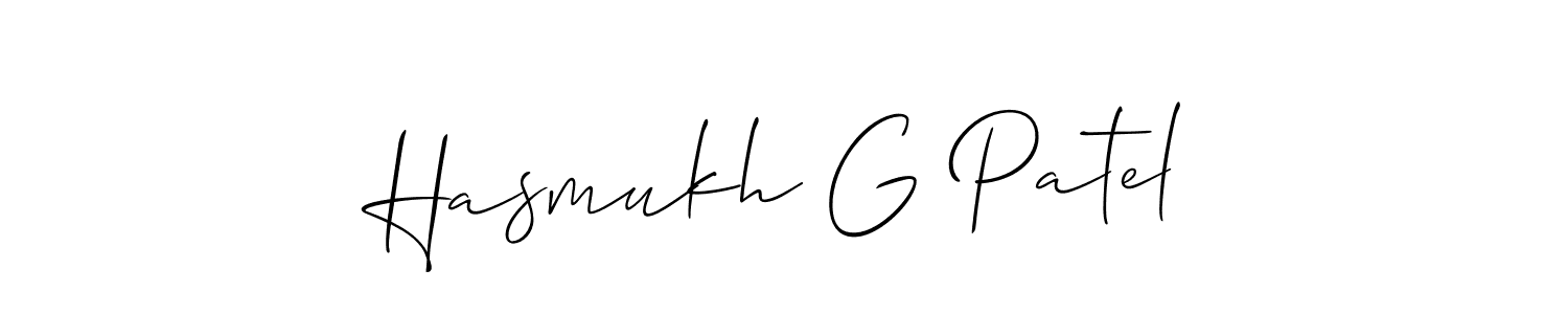 Also we have Hasmukh G Patel name is the best signature style. Create professional handwritten signature collection using Allison_Script autograph style. Hasmukh G Patel signature style 2 images and pictures png