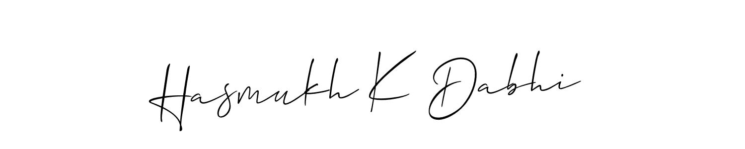 How to make Hasmukh K Dabhi name signature. Use Allison_Script style for creating short signs online. This is the latest handwritten sign. Hasmukh K Dabhi signature style 2 images and pictures png