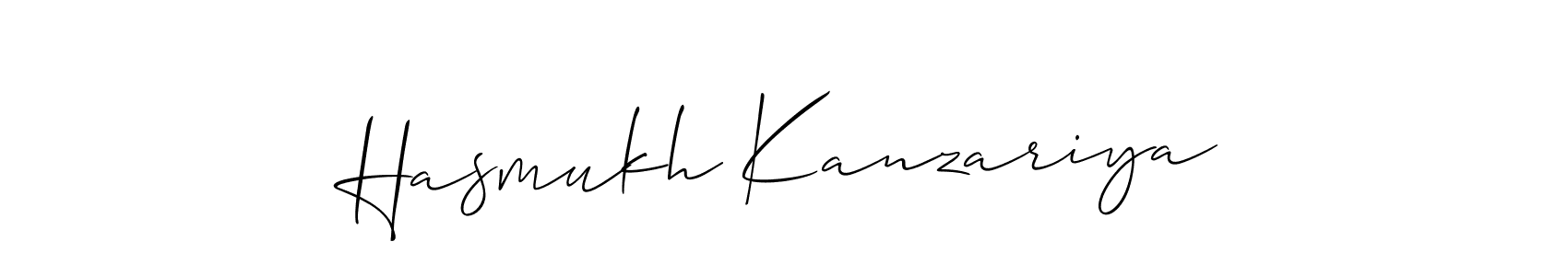 if you are searching for the best signature style for your name Hasmukh Kanzariya. so please give up your signature search. here we have designed multiple signature styles  using Allison_Script. Hasmukh Kanzariya signature style 2 images and pictures png