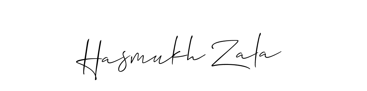 How to make Hasmukh Zala name signature. Use Allison_Script style for creating short signs online. This is the latest handwritten sign. Hasmukh Zala signature style 2 images and pictures png