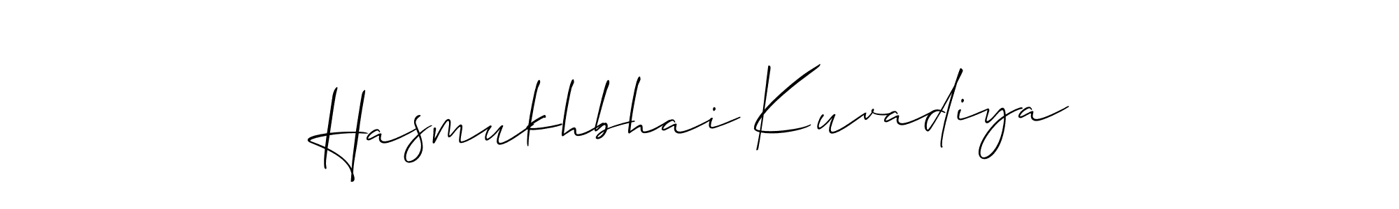 Use a signature maker to create a handwritten signature online. With this signature software, you can design (Allison_Script) your own signature for name Hasmukhbhai Kuvadiya. Hasmukhbhai Kuvadiya signature style 2 images and pictures png