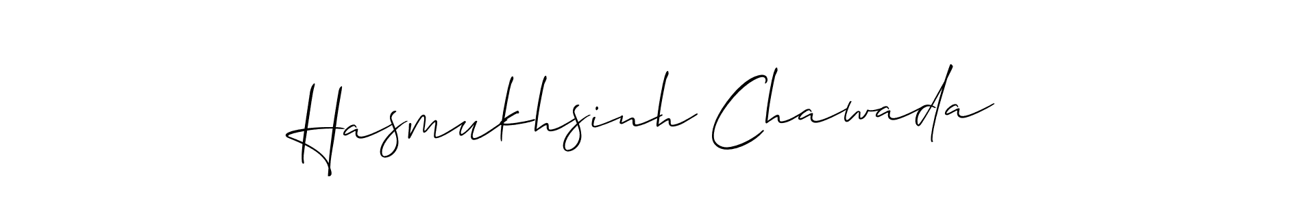 The best way (Allison_Script) to make a short signature is to pick only two or three words in your name. The name Hasmukhsinh Chawada include a total of six letters. For converting this name. Hasmukhsinh Chawada signature style 2 images and pictures png