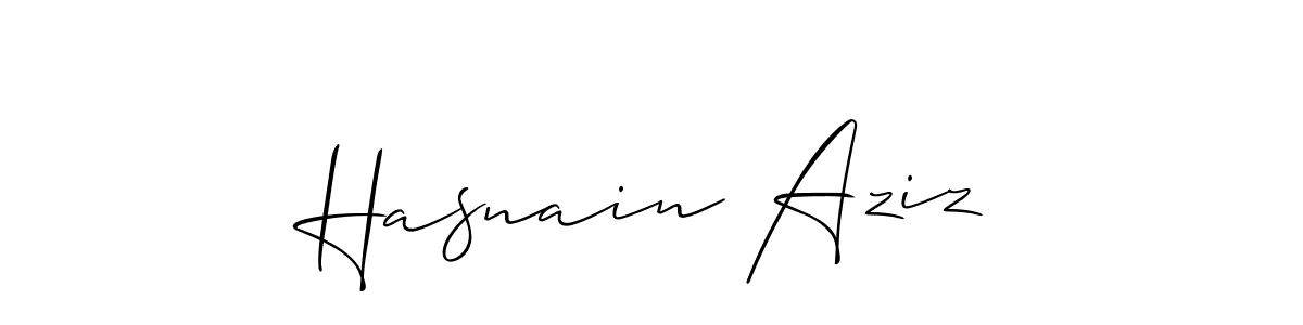 Use a signature maker to create a handwritten signature online. With this signature software, you can design (Allison_Script) your own signature for name Hasnain Aziz. Hasnain Aziz signature style 2 images and pictures png