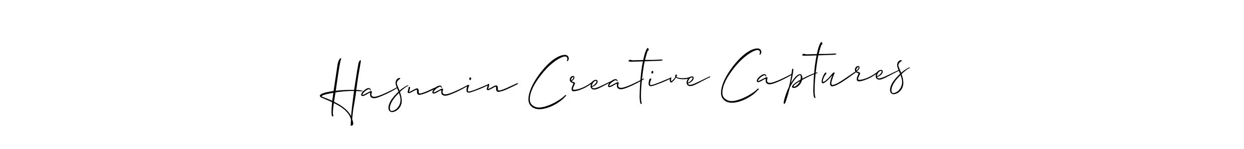 Use a signature maker to create a handwritten signature online. With this signature software, you can design (Allison_Script) your own signature for name Hasnain Creative Captures. Hasnain Creative Captures signature style 2 images and pictures png