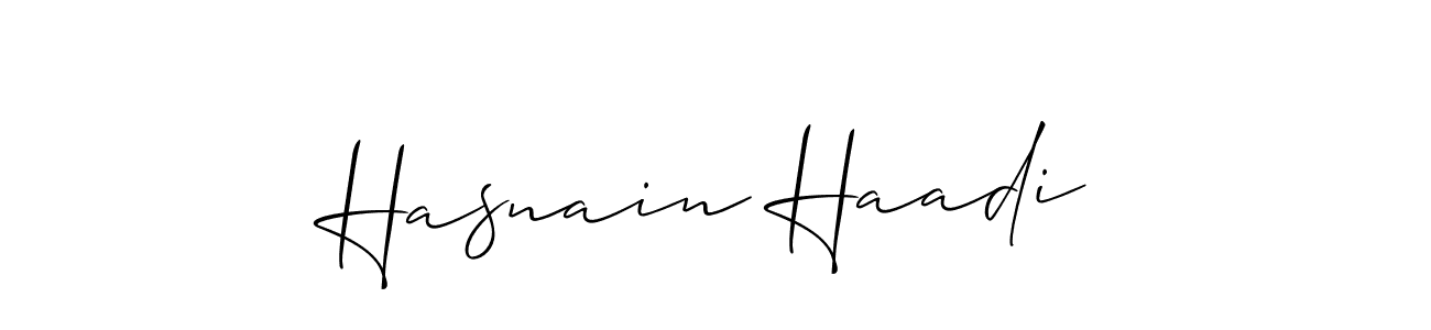 You should practise on your own different ways (Allison_Script) to write your name (Hasnain Haadi) in signature. don't let someone else do it for you. Hasnain Haadi signature style 2 images and pictures png