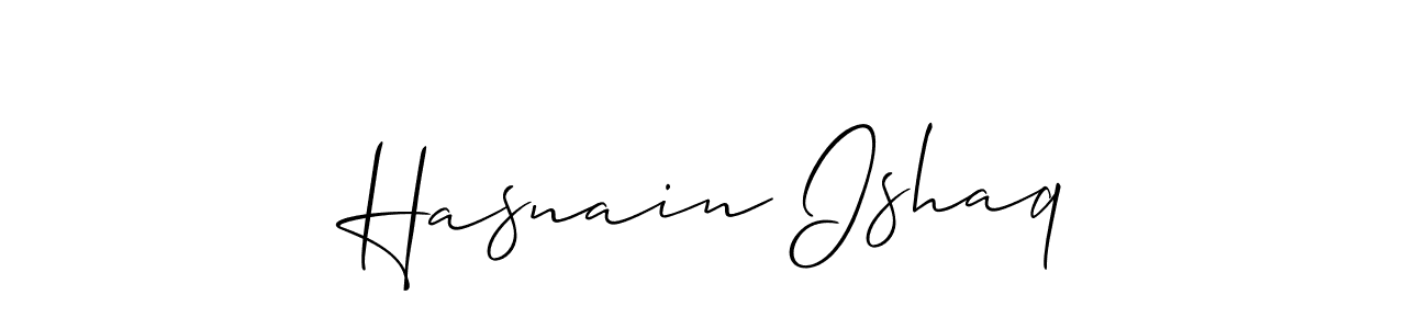 Use a signature maker to create a handwritten signature online. With this signature software, you can design (Allison_Script) your own signature for name Hasnain Ishaq. Hasnain Ishaq signature style 2 images and pictures png