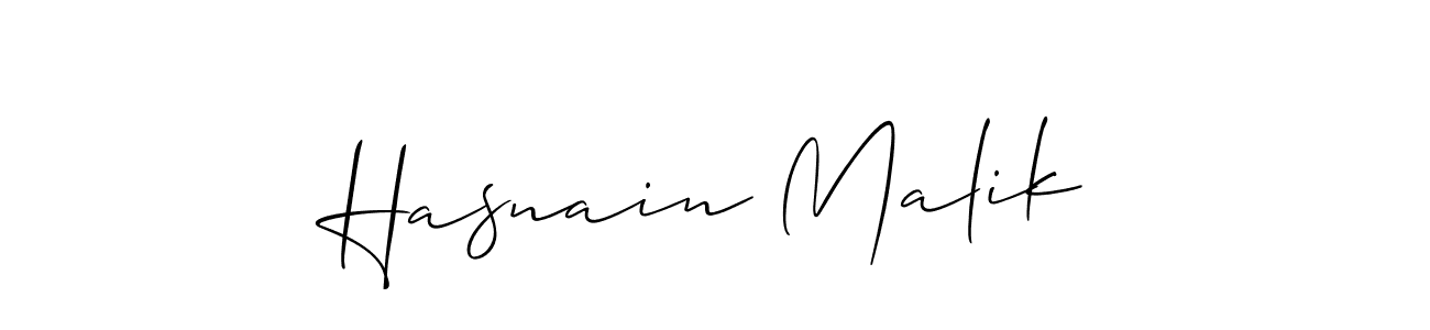 How to make Hasnain Malik name signature. Use Allison_Script style for creating short signs online. This is the latest handwritten sign. Hasnain Malik signature style 2 images and pictures png