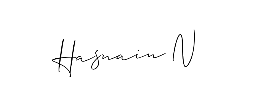 Create a beautiful signature design for name Hasnain N. With this signature (Allison_Script) fonts, you can make a handwritten signature for free. Hasnain N signature style 2 images and pictures png