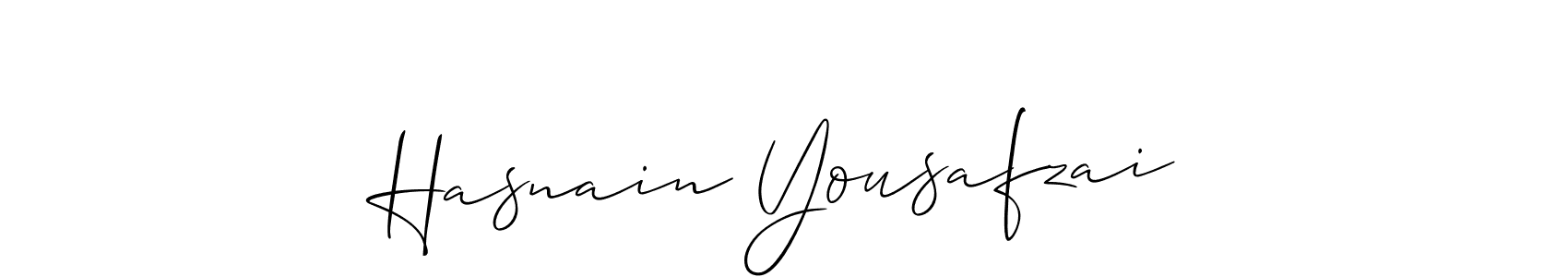 Use a signature maker to create a handwritten signature online. With this signature software, you can design (Allison_Script) your own signature for name Hasnain Yousafzai. Hasnain Yousafzai signature style 2 images and pictures png