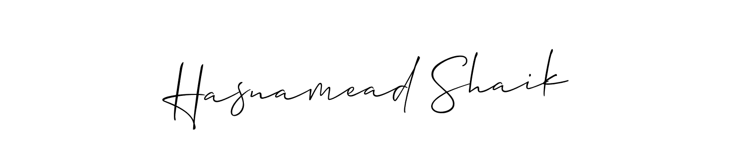 This is the best signature style for the Hasnamead Shaik name. Also you like these signature font (Allison_Script). Mix name signature. Hasnamead Shaik signature style 2 images and pictures png