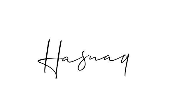 Make a beautiful signature design for name Hasnaq. With this signature (Allison_Script) style, you can create a handwritten signature for free. Hasnaq signature style 2 images and pictures png