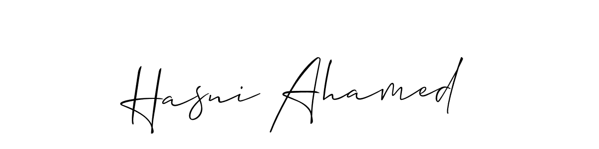 How to make Hasni Ahamed name signature. Use Allison_Script style for creating short signs online. This is the latest handwritten sign. Hasni Ahamed signature style 2 images and pictures png